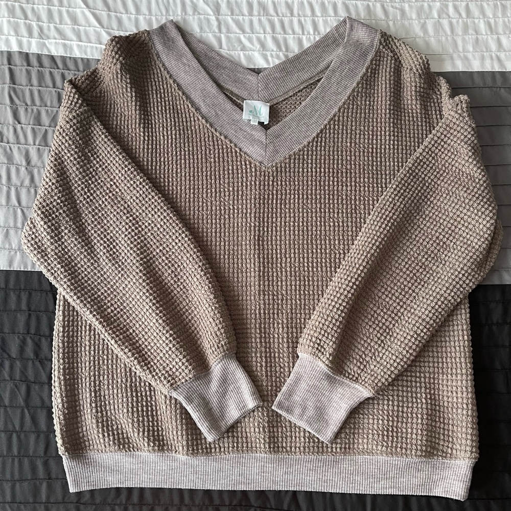 The Mint Boutique Give Me Joy Waffle Sweater